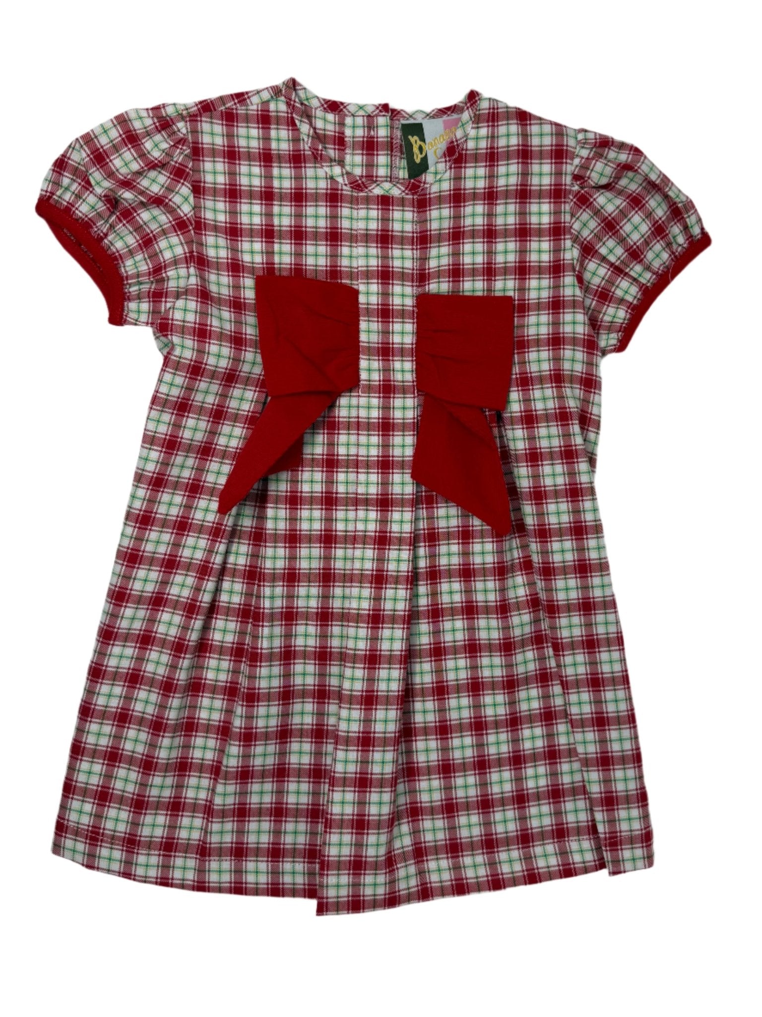 Kenzie Bow Dress - Christmas Plaid Girls Occasion Dresses Banana Split