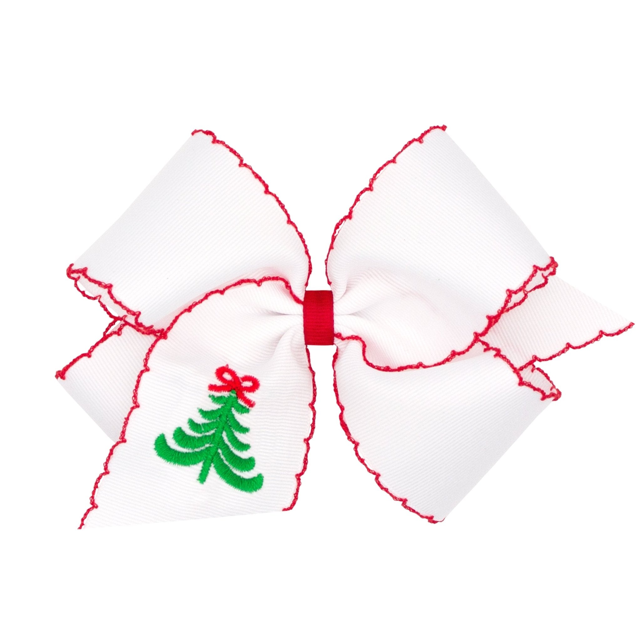 King Christmas Tree Embroidered Moonstitch Bow Kids Hair Accessories Wee Ones