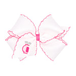 King Grosgrain Hair Bow with Moonstitch Edge and Country Club Embroidery - Golf Bag Kids Hair Accessories Wee Ones