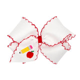 King Grosgrain Hairbow w/ Moonstitch Edge - Pencil Embroidery Kids Hair Accessories Wee Ones