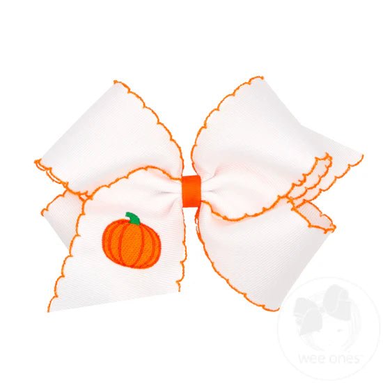 King Harvest Grosgrain Bow w/ Pumpkin Stitching Kids Hair Accessories Wee Ones
