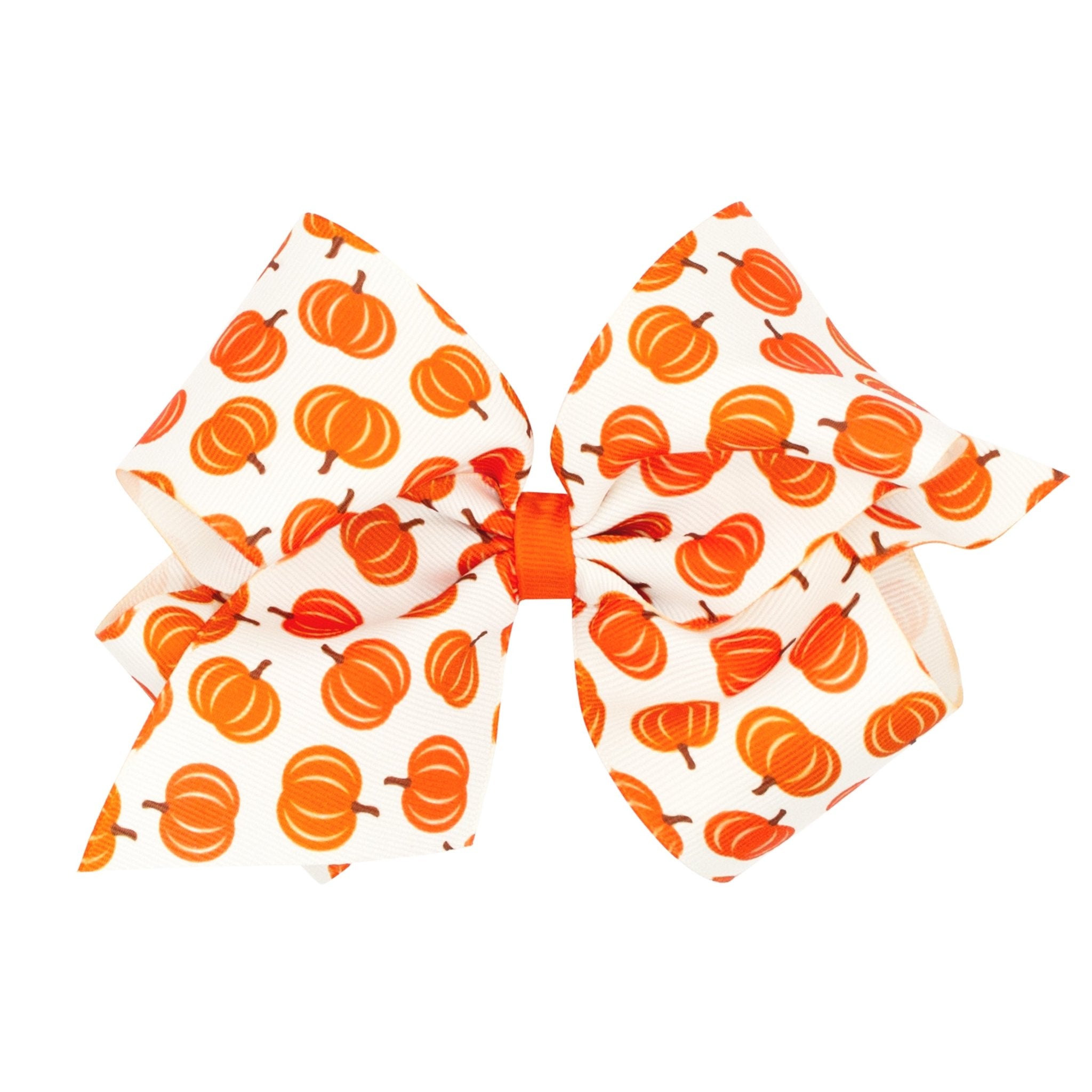 King Harvest Print Bow - Pumpkin/White Kids Hair Accessories Wee Ones