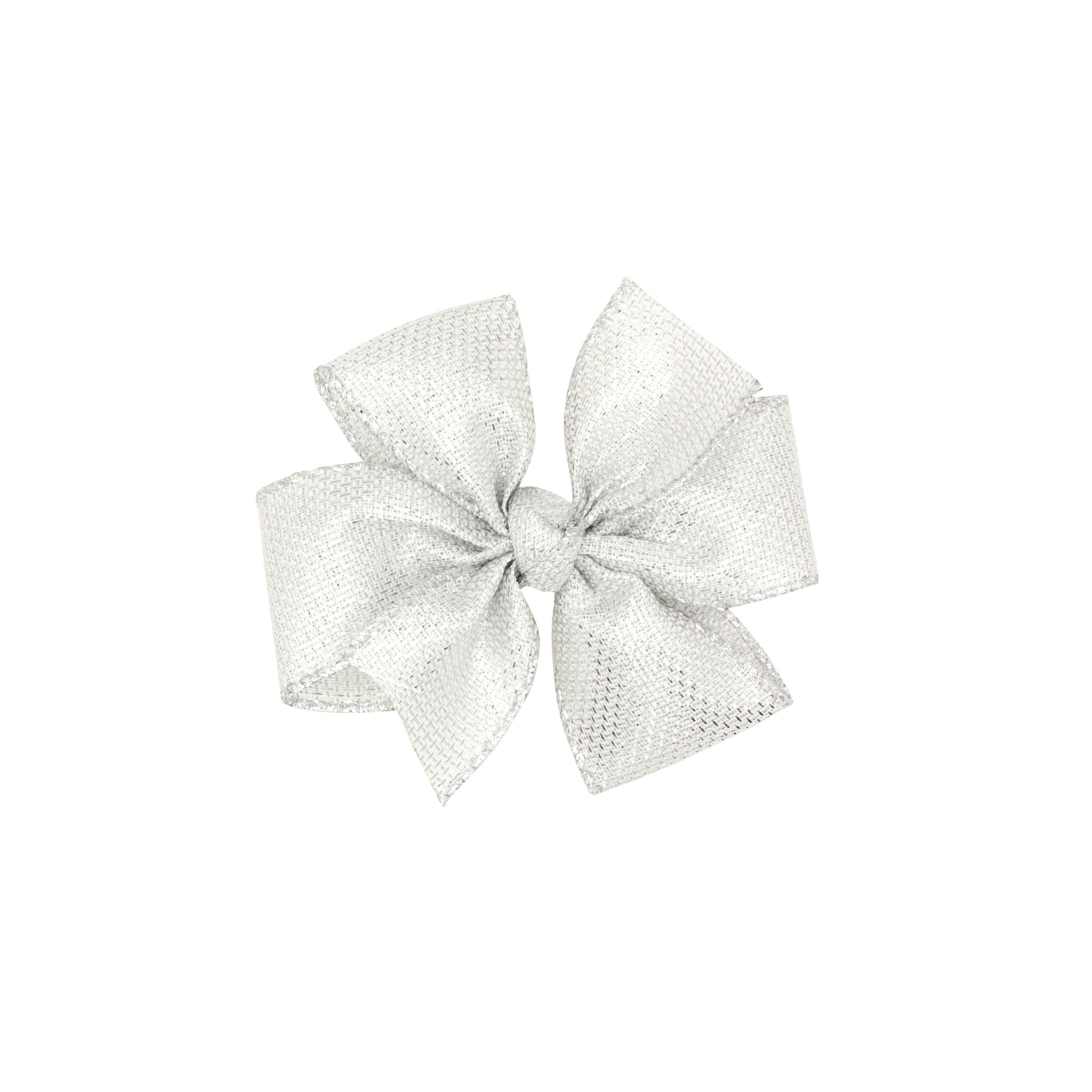 King Metallic Circle Bow - Silver Kids Hair Accessories Wee Ones