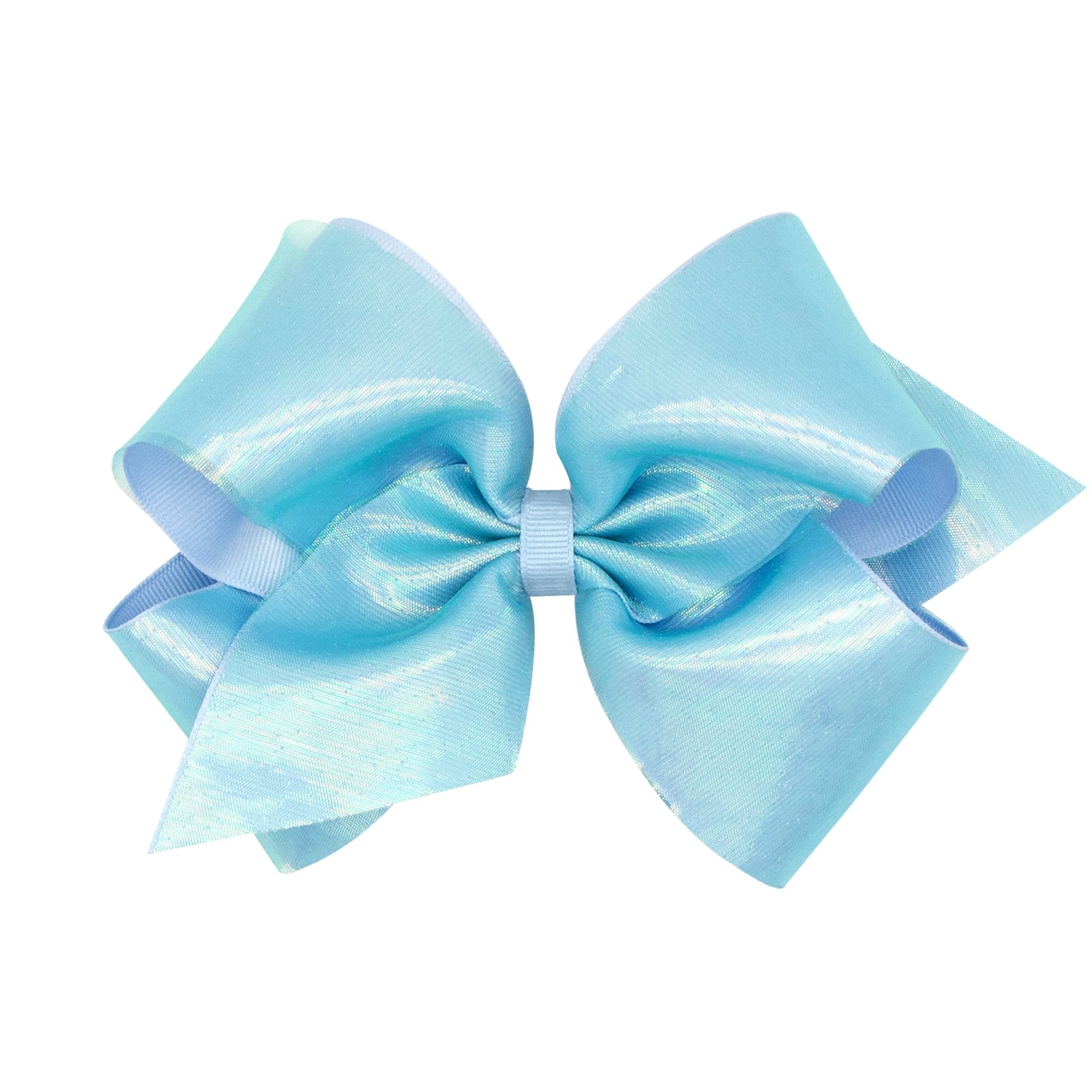 King Sheer Grosgrain Overlay Bow - Millennium Blue Kids Hair Accessories Wee Ones