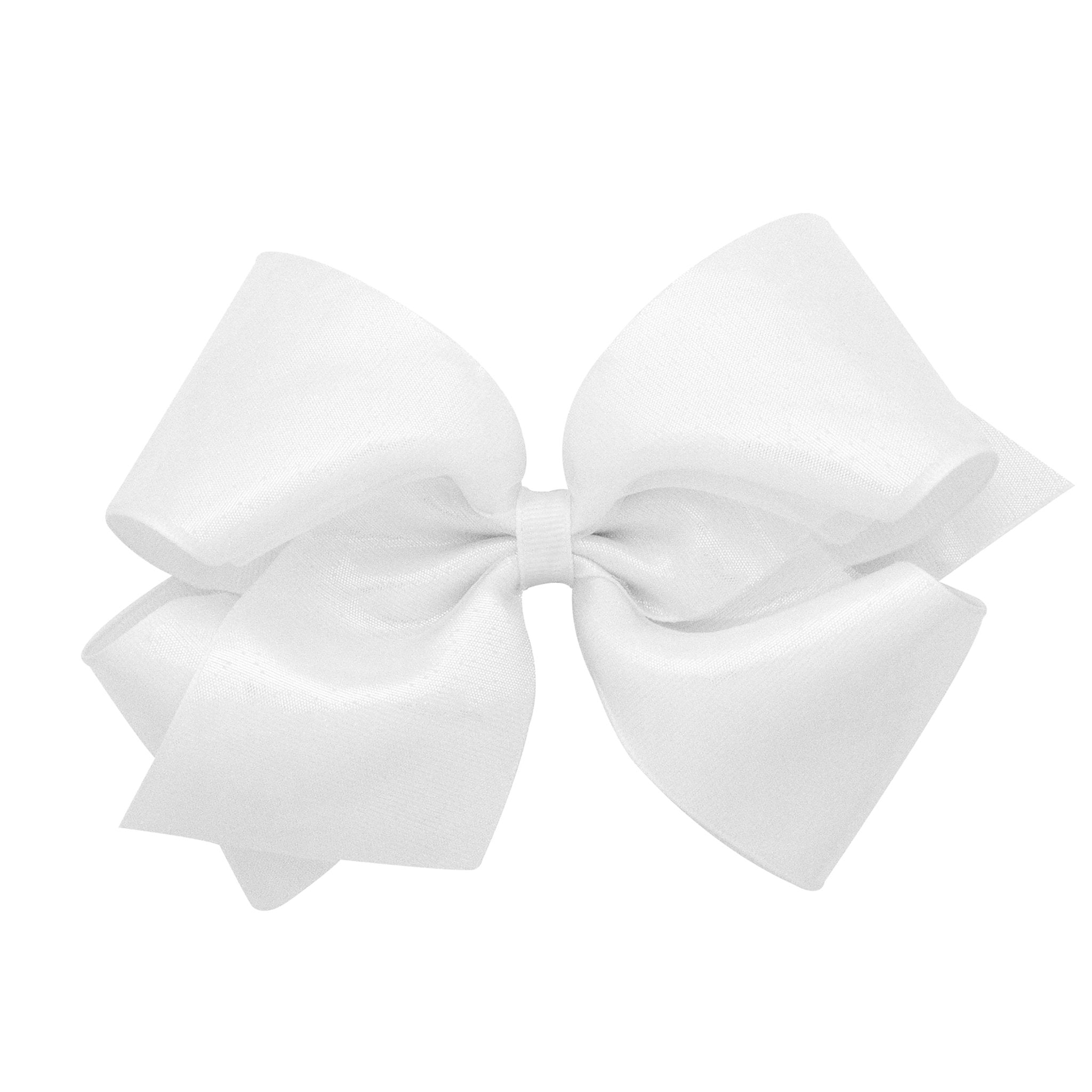 King Sheer Grosgrain Overlay Bow - White Kids Hair Accessories Wee Ones