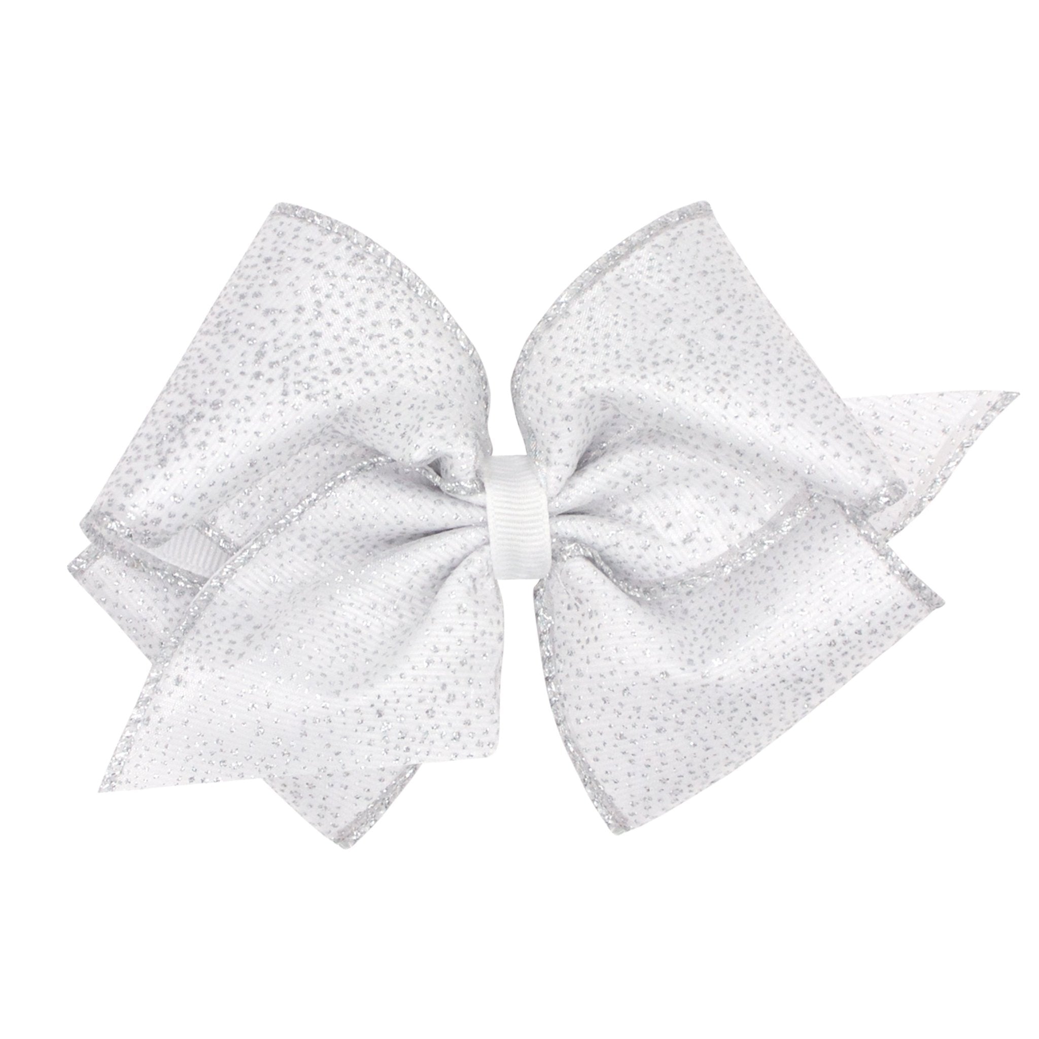 King Sparkle Overlay Bow - White/Silver Kids Hair Accessories Wee Ones