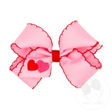 Medium Valentine Heart Embroidered Grosgrain Hair Bow with Moonstitch Edge Kids Hair Accessories Wee Ones