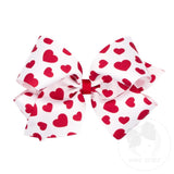 King Valentine Heart Print Grosgrain Hair Bow Kids Hair Accessories Wee Ones