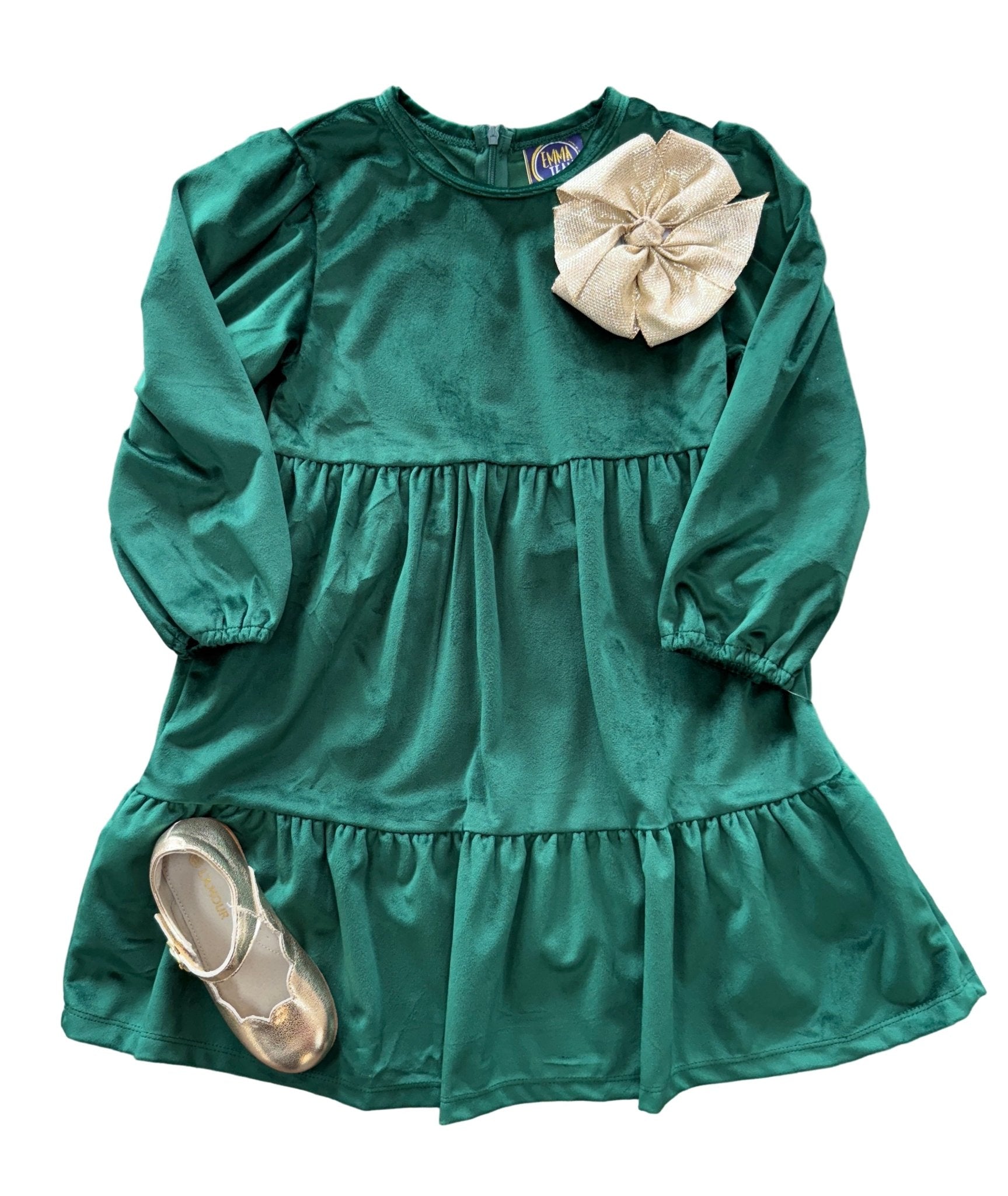 Kinsley L/S Dress - Emerald Girls Occasion Dresses Emma Jean