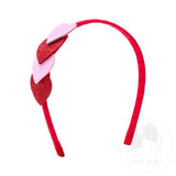 Large Valentine Overlapping Hearts Glitter Grosgrain Wrapped Headband Kids Hair Accessories Wee Ones