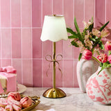 LED Cordless Gold Bow Table Lamp Home Decor Two's Company