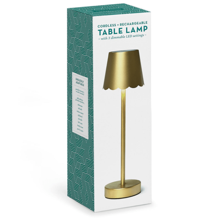 LED Cordless Table Lamp - Gold Scalloped Edge Home Decor Two's Company