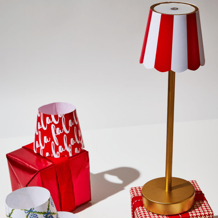 LED Cordless Table Lamp - Gold Scalloped Edge Home Decor Two's Company