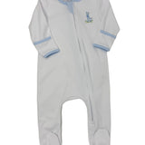 Light Blue Vintage Giraffes Zipper Footie Baby Sleepwear Magnolia Baby
