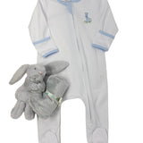 Light Blue Vintage Giraffes Zipper Footie Baby Sleepwear Magnolia Baby