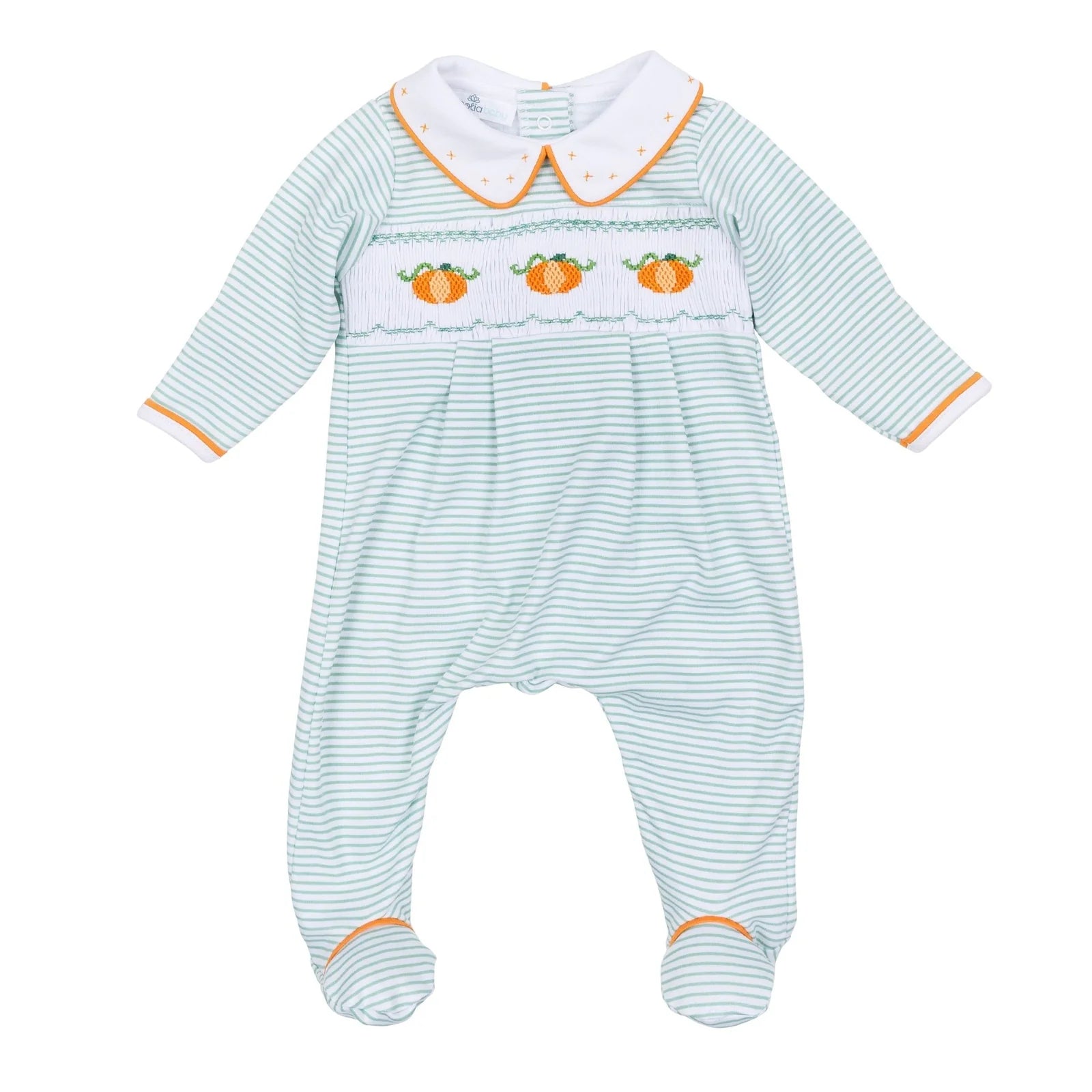 Lil' Pumpkin Classics Smocked Boy Footie - Celery Baby Sleepwear Magnolia Baby
