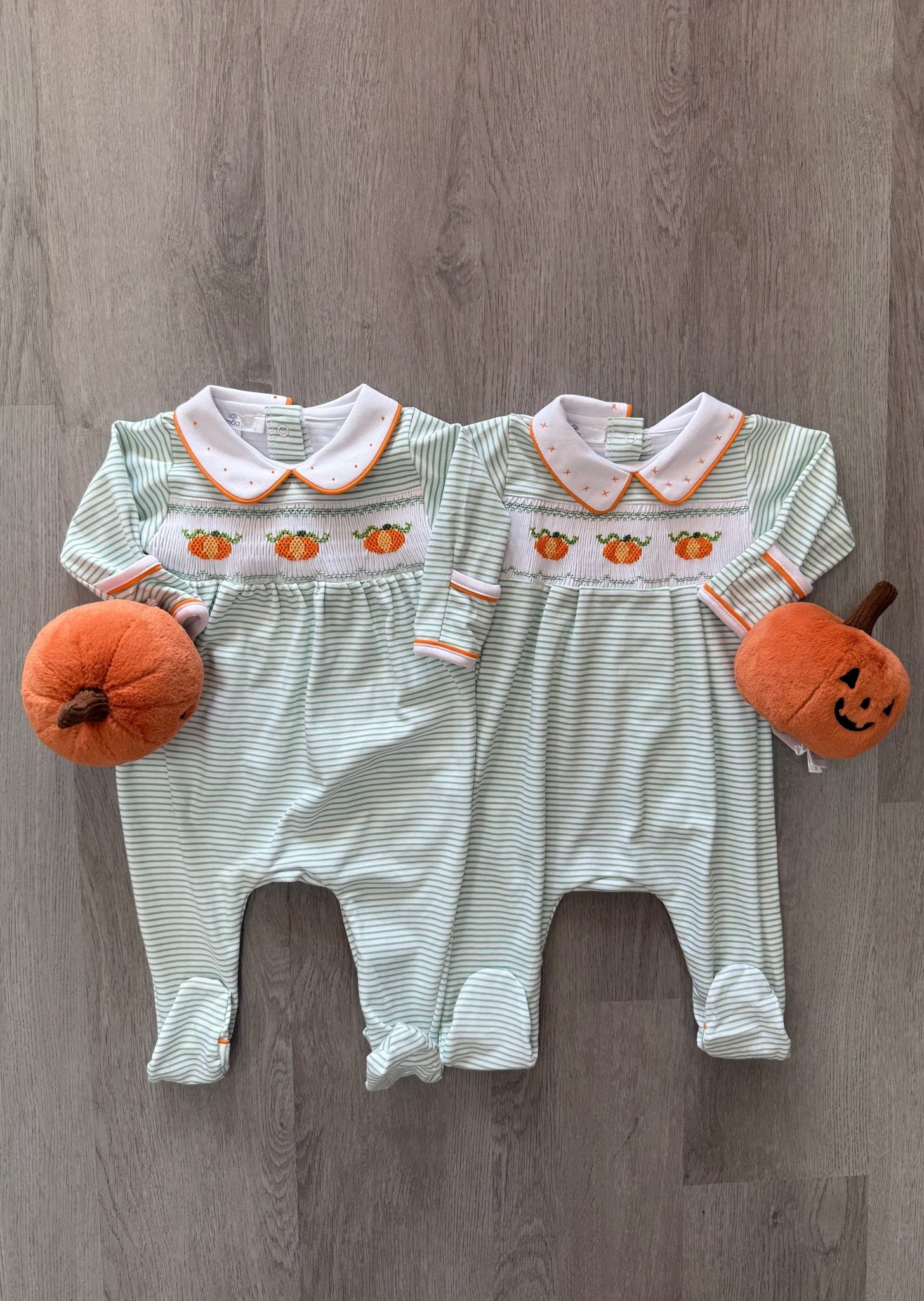 Lil' Pumpkin Classics Smocked Boy Footie - Celery Baby Sleepwear Magnolia Baby