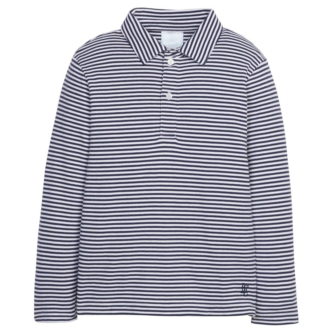 Long Sleeve Polo - Navy Stripe Boys Shirts + Polos Little English