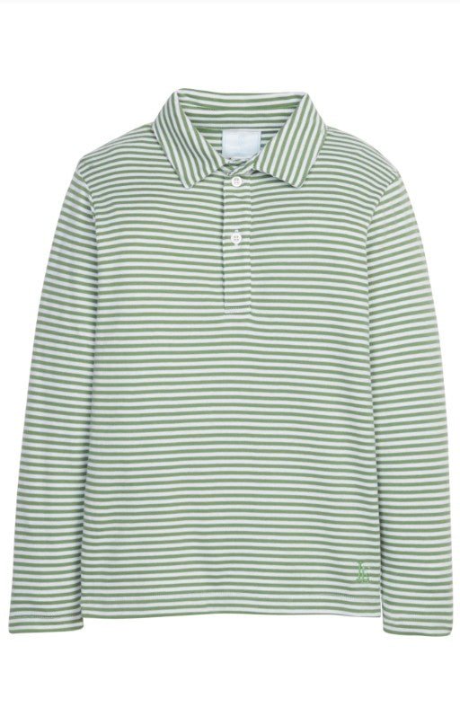 Long Sleeve Polo - Watercress Stripe Boys Shirts + Polos Little English