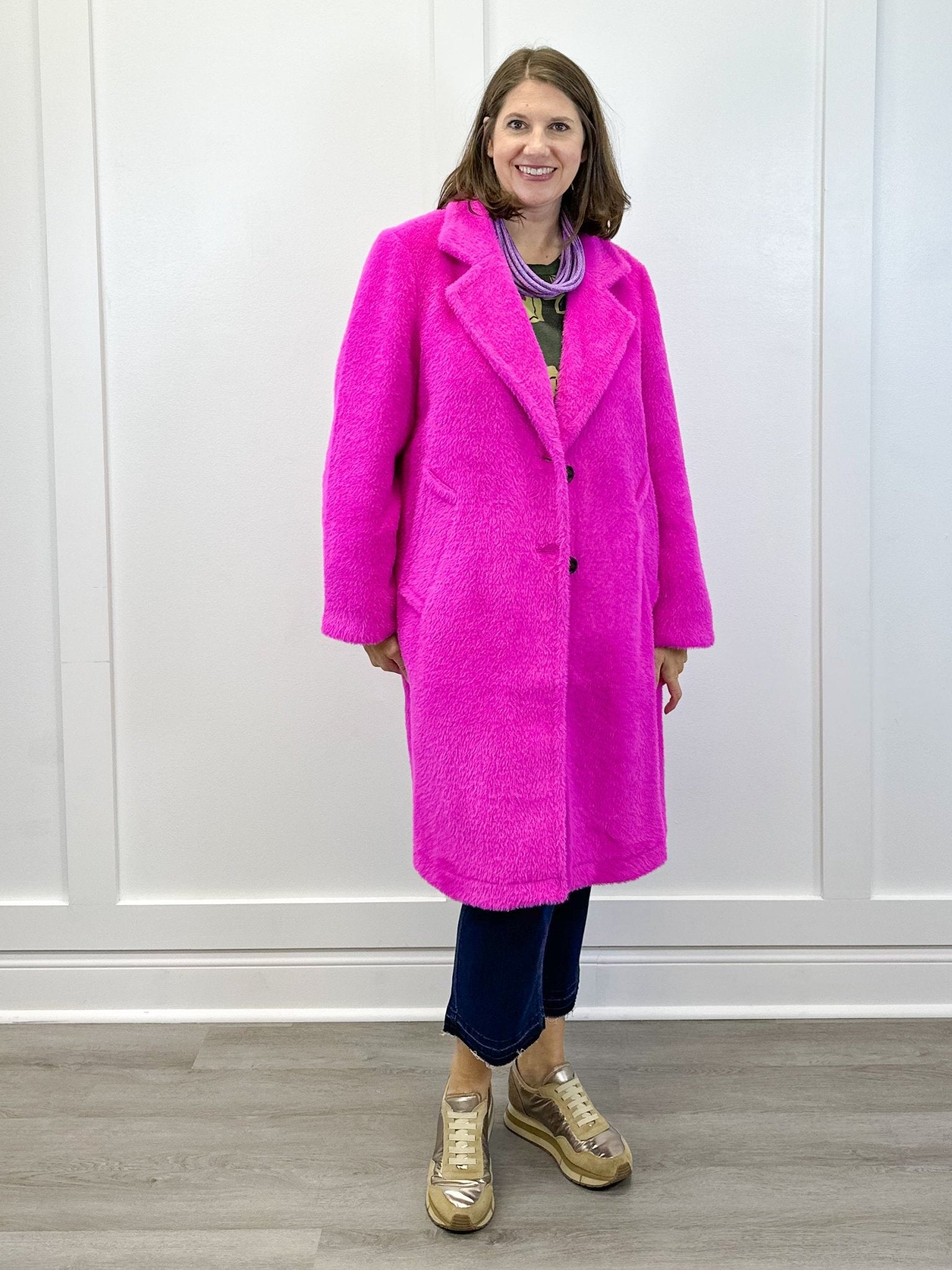 L/S Button Front Coat w/ Lining - Pink Flambe Outerwear Tribal