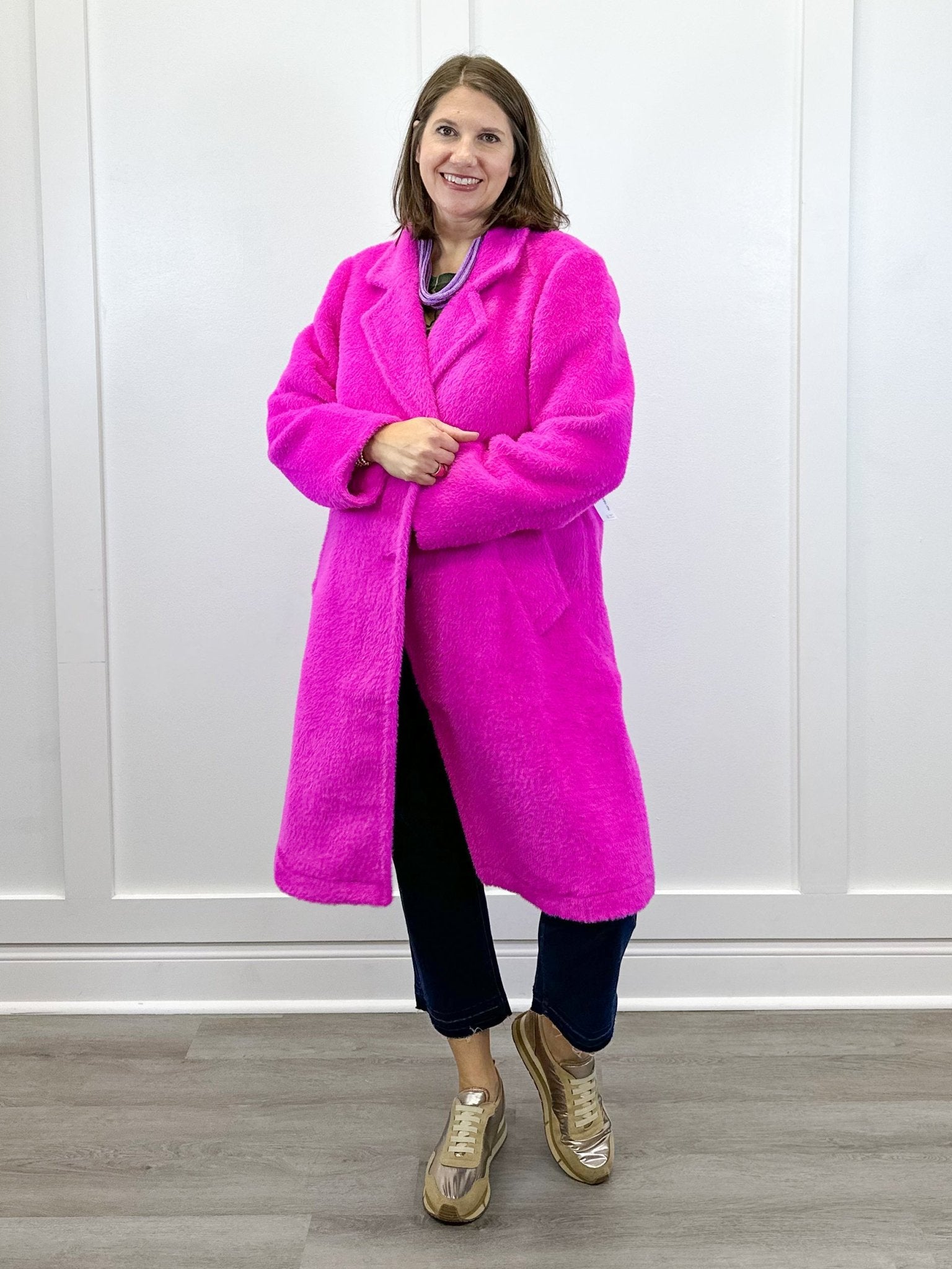 L/S Button Front Coat w/ Lining - Pink Flambe Outerwear Tribal
