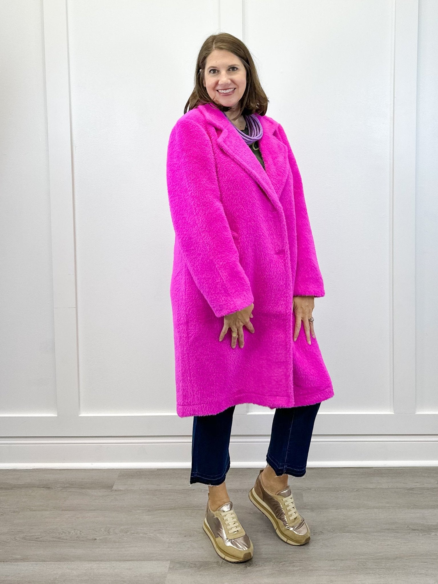 L/S Button Front Coat w/ Lining - Pink Flambe Outerwear Tribal