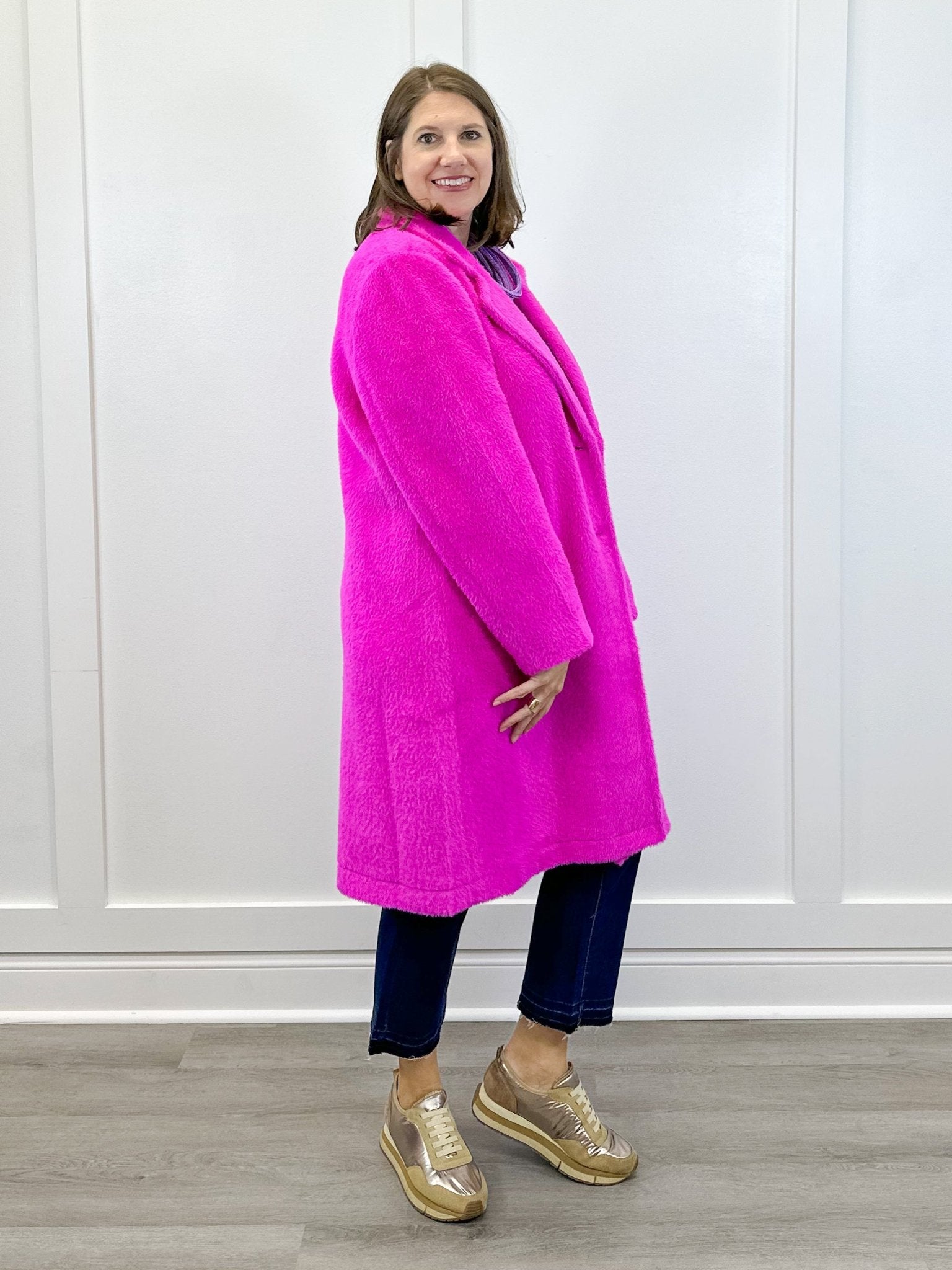L/S Button Front Coat w/ Lining - Pink Flambe Outerwear Tribal