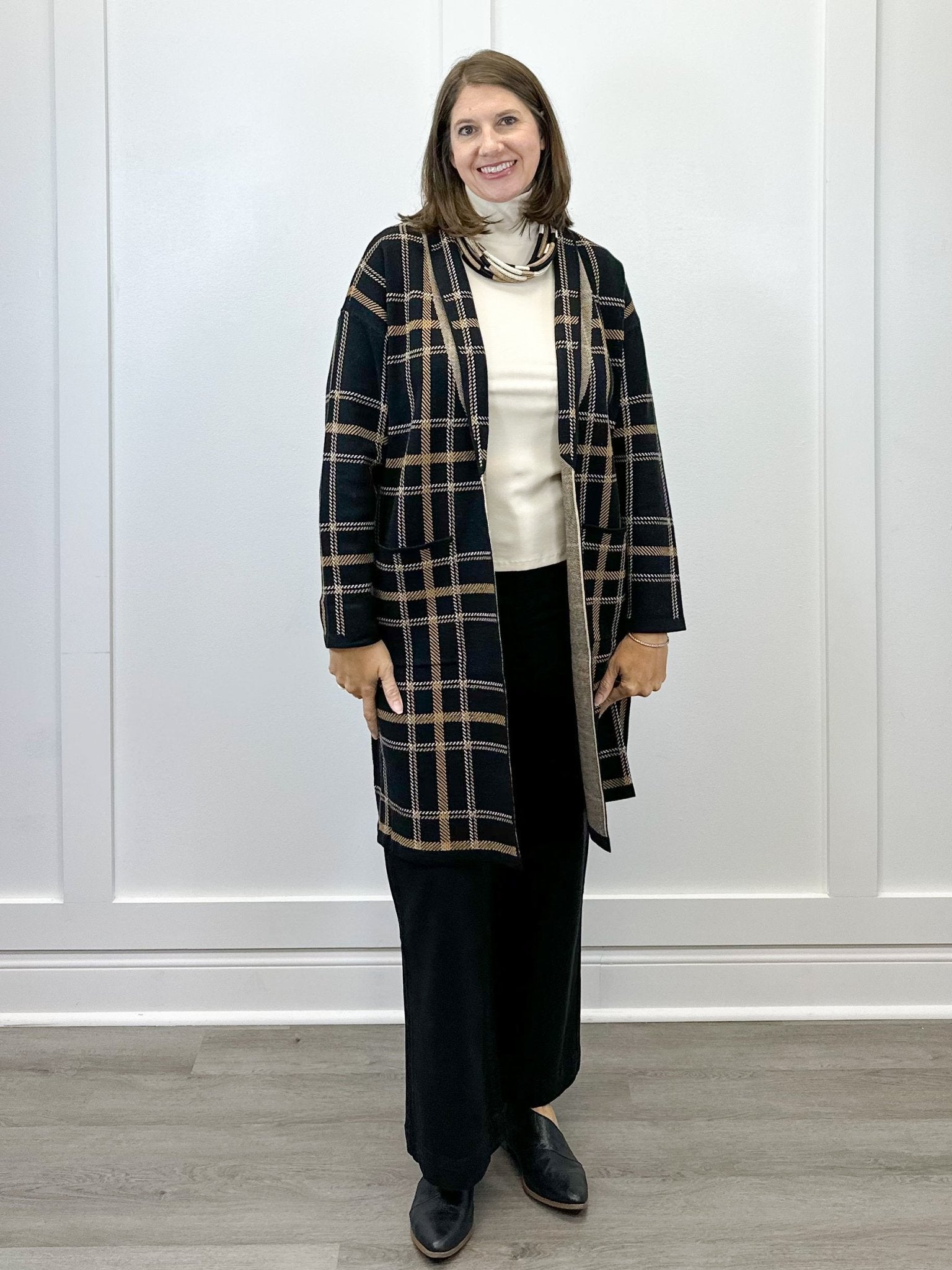 L/S Coatigan w/ Pockets - Black Outerwear Tribal