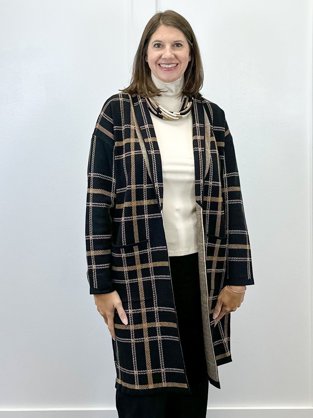 L/S Coatigan w/ Pockets - Black Outerwear Tribal