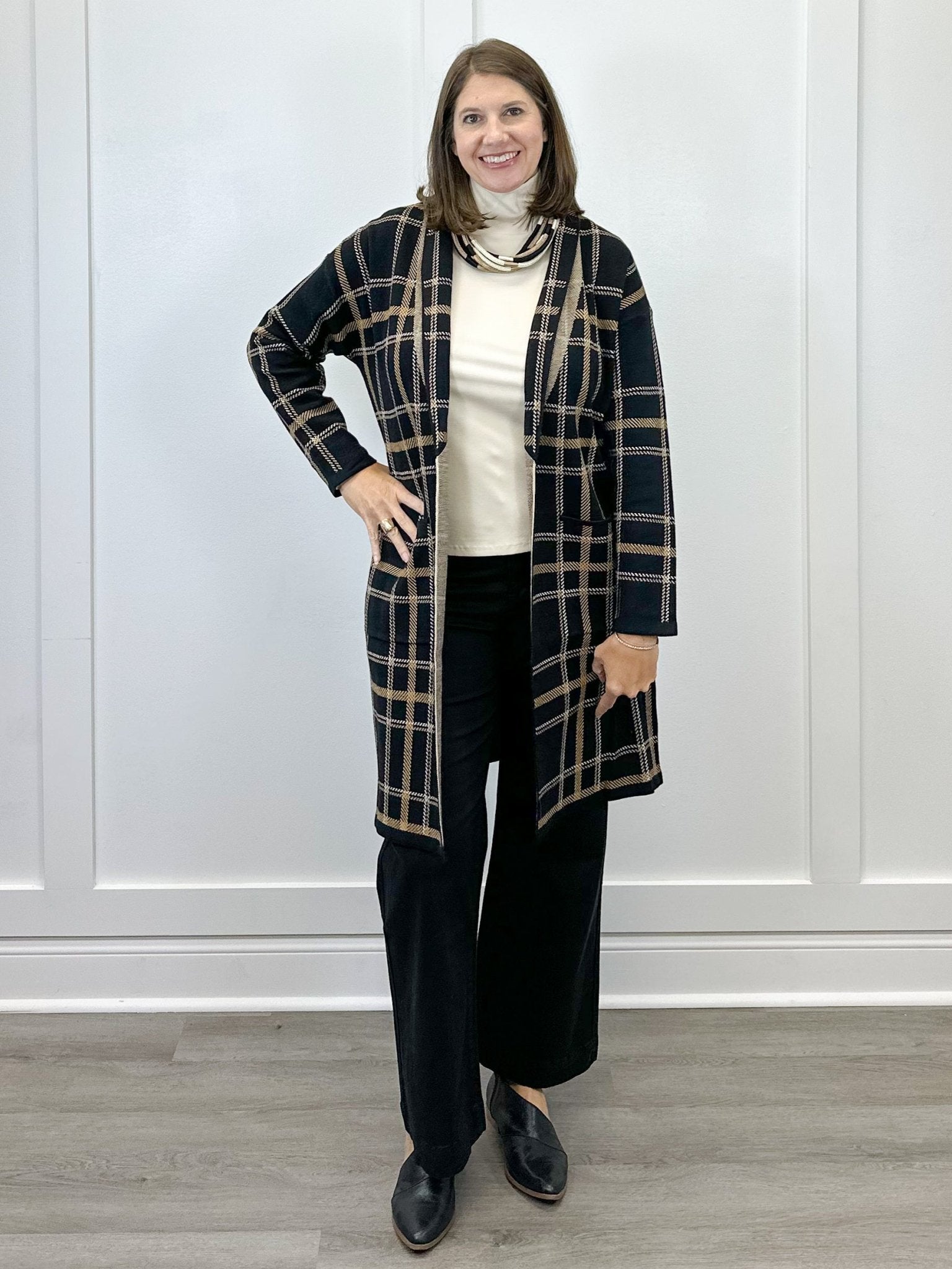 L/S Coatigan w/ Pockets - Black Outerwear Tribal