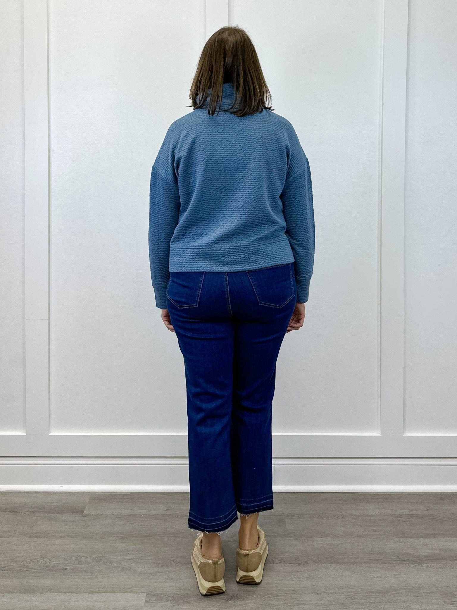 L/S Funnel Neck Top - Slate Blue Tops Tribal