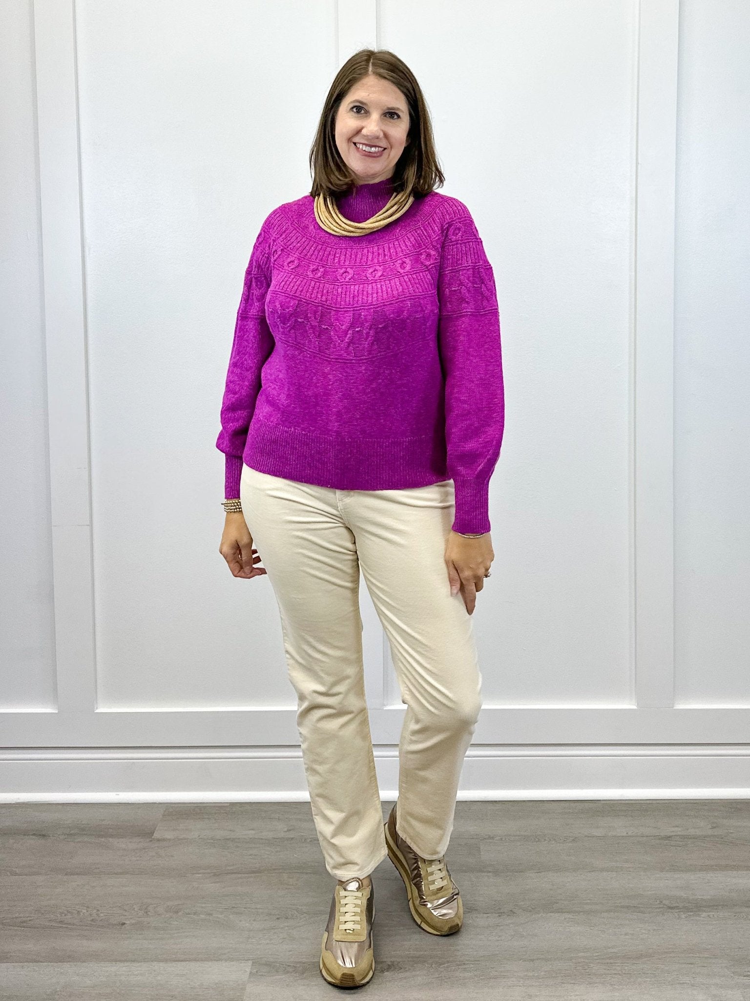 L/S Mock Neck Sweater - Pink Flambe Sweaters Tribal