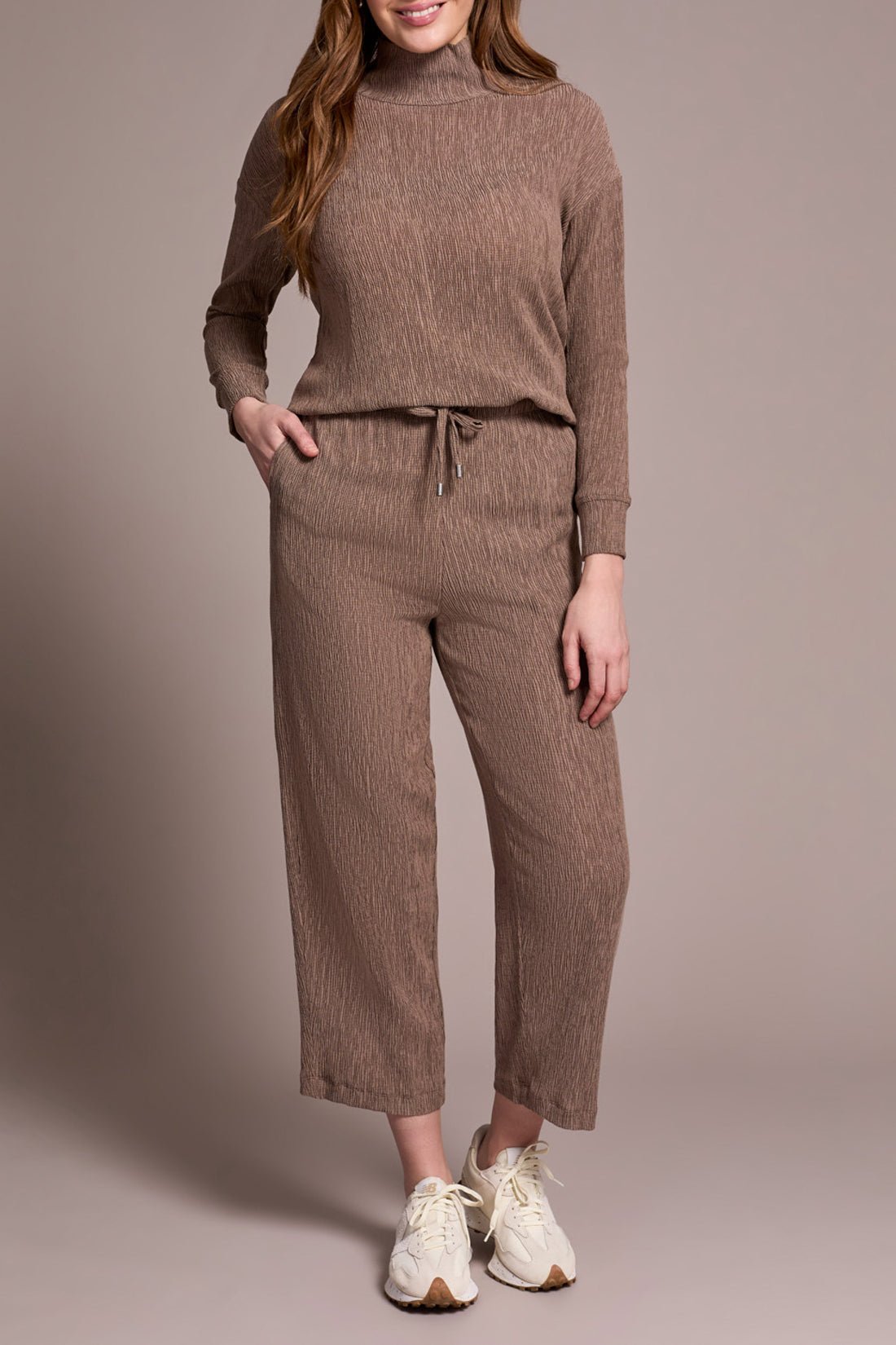 L/S Mock Neck Top - Fossil Tops Tribal