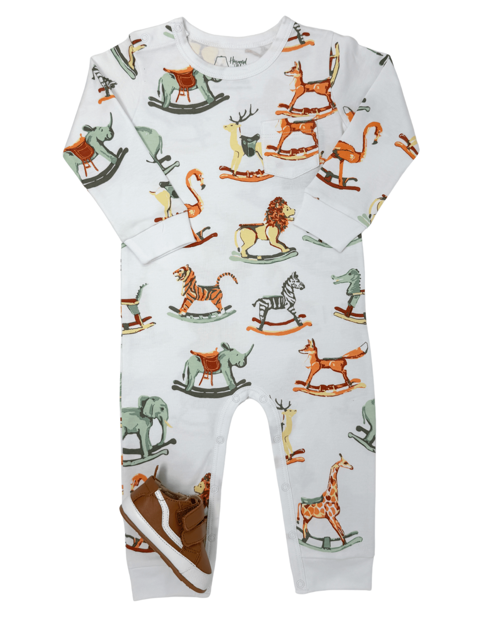 L/S Playtime Romper - Swaying Safari Boys Bubbles + Rompers Heyward House