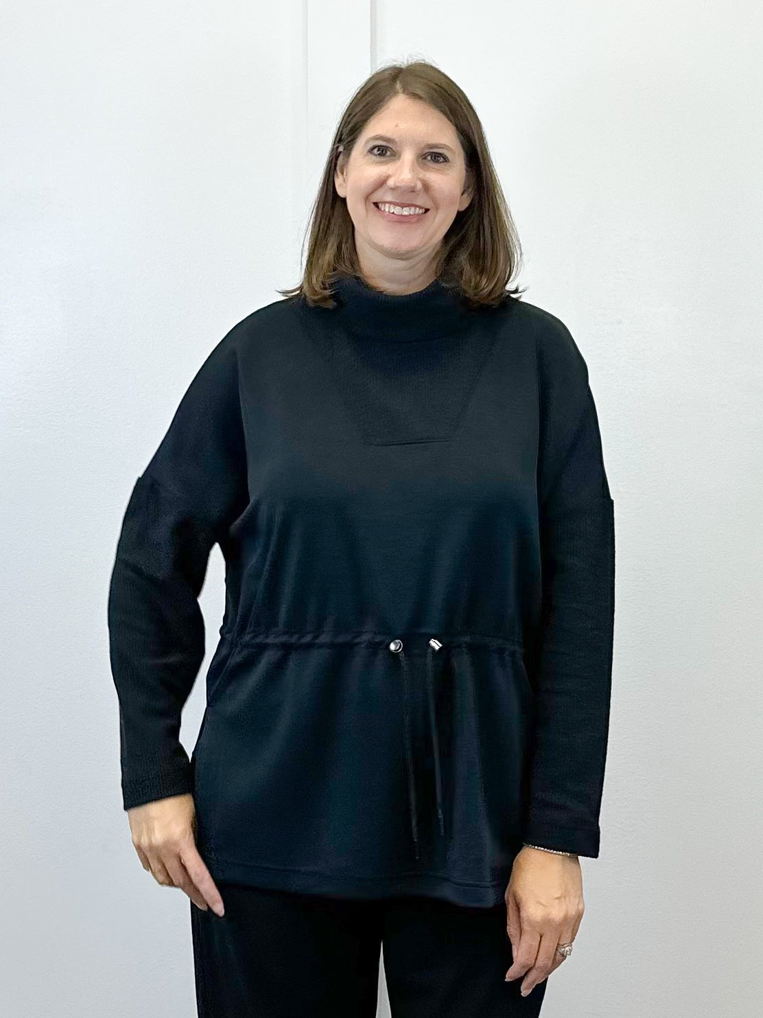 L/S Turtle Neck Combo Top - Black Sweaters Tribal