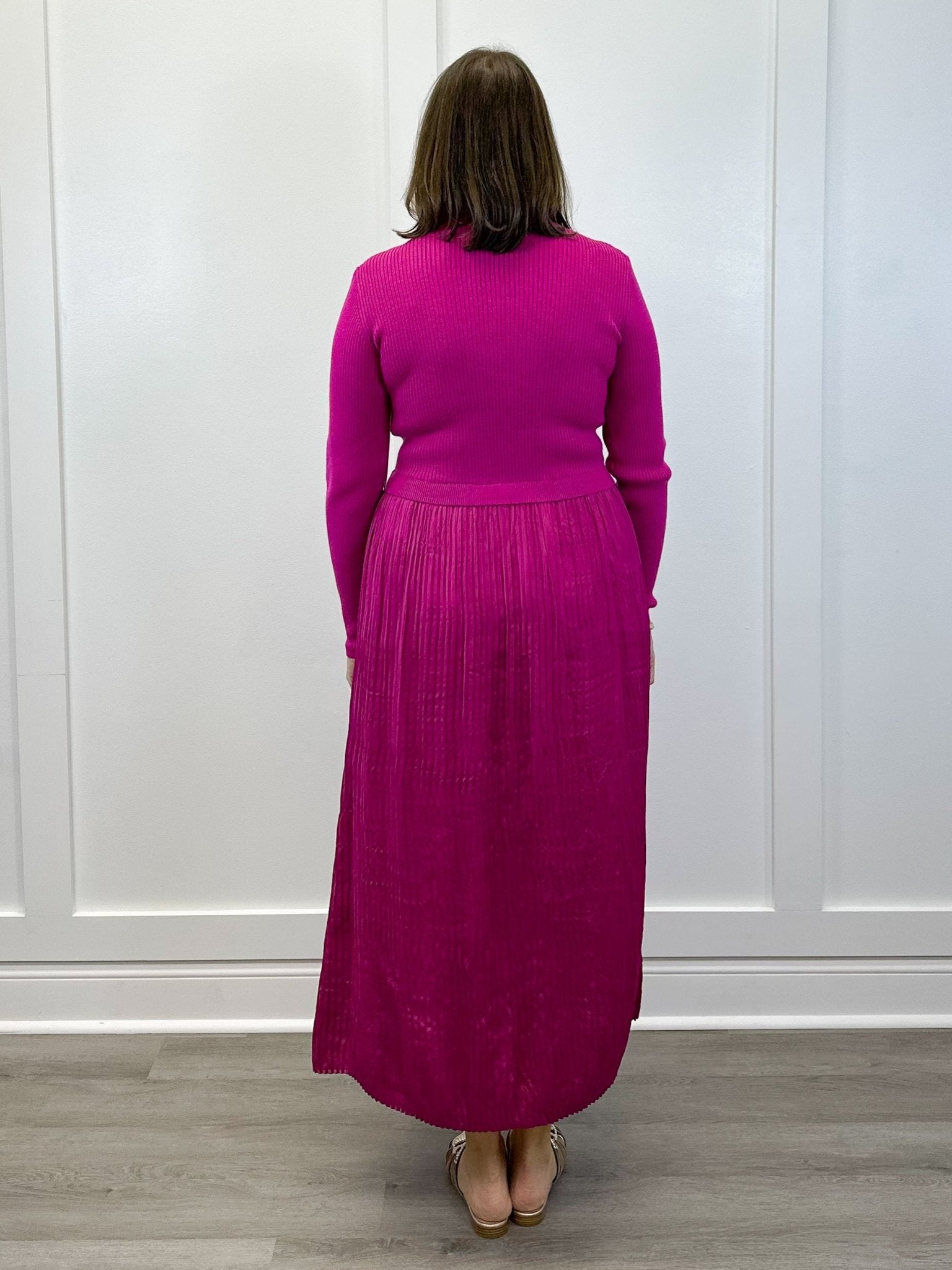 L/S Twofer Maxi Dress w/ Lining - Pink Flambe Long Dresses Tribal