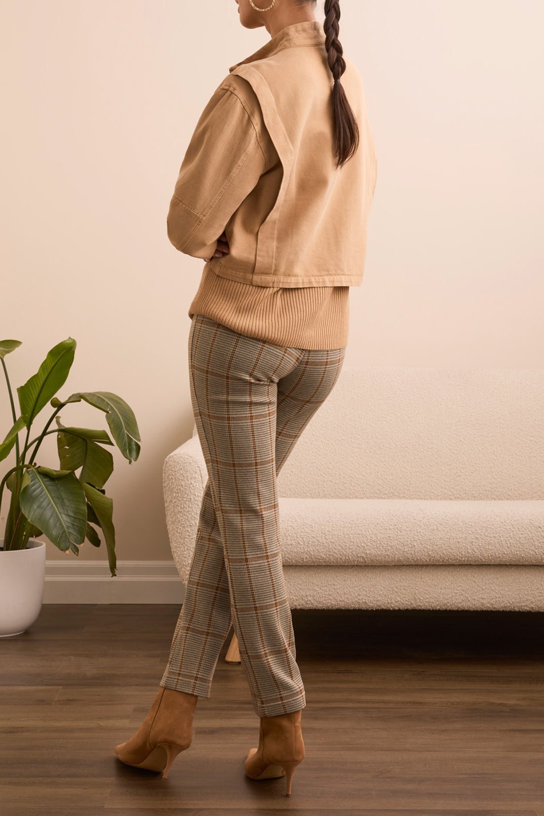L/S Zip Front Jacket w/ Double Pockets - Ice Latte Outerwear Tribal
