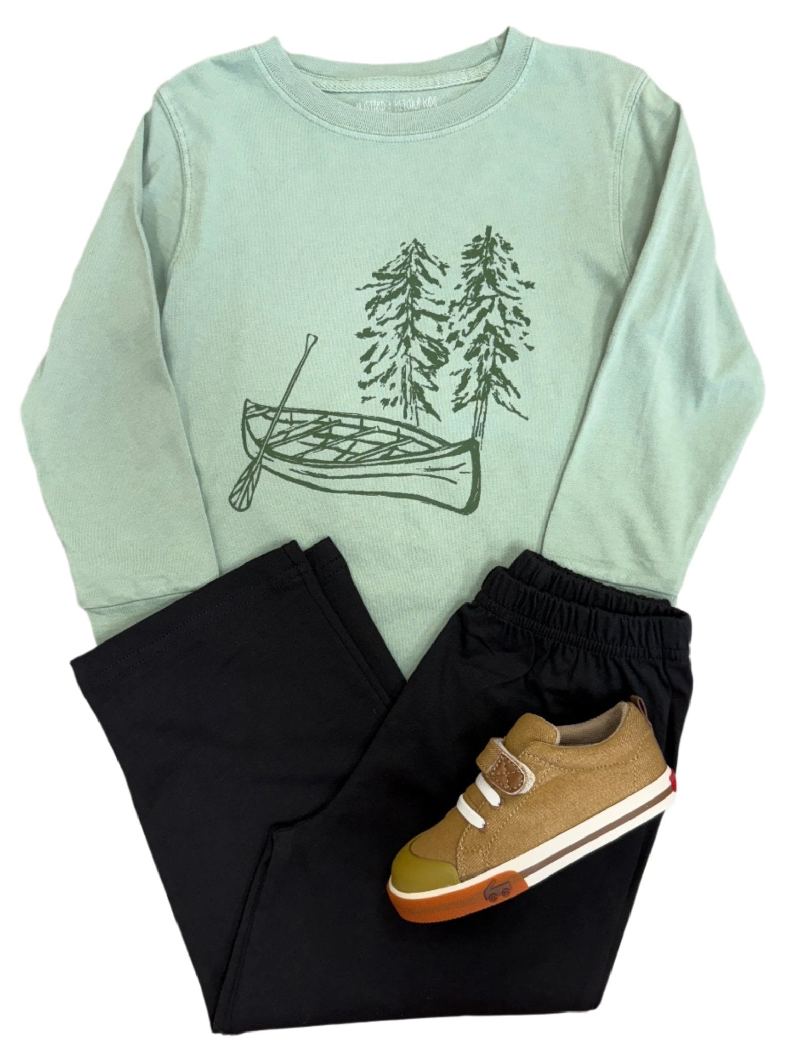 Lt. Green LS Canoe T-Shirt Boys Tees Mustard & Ketchup