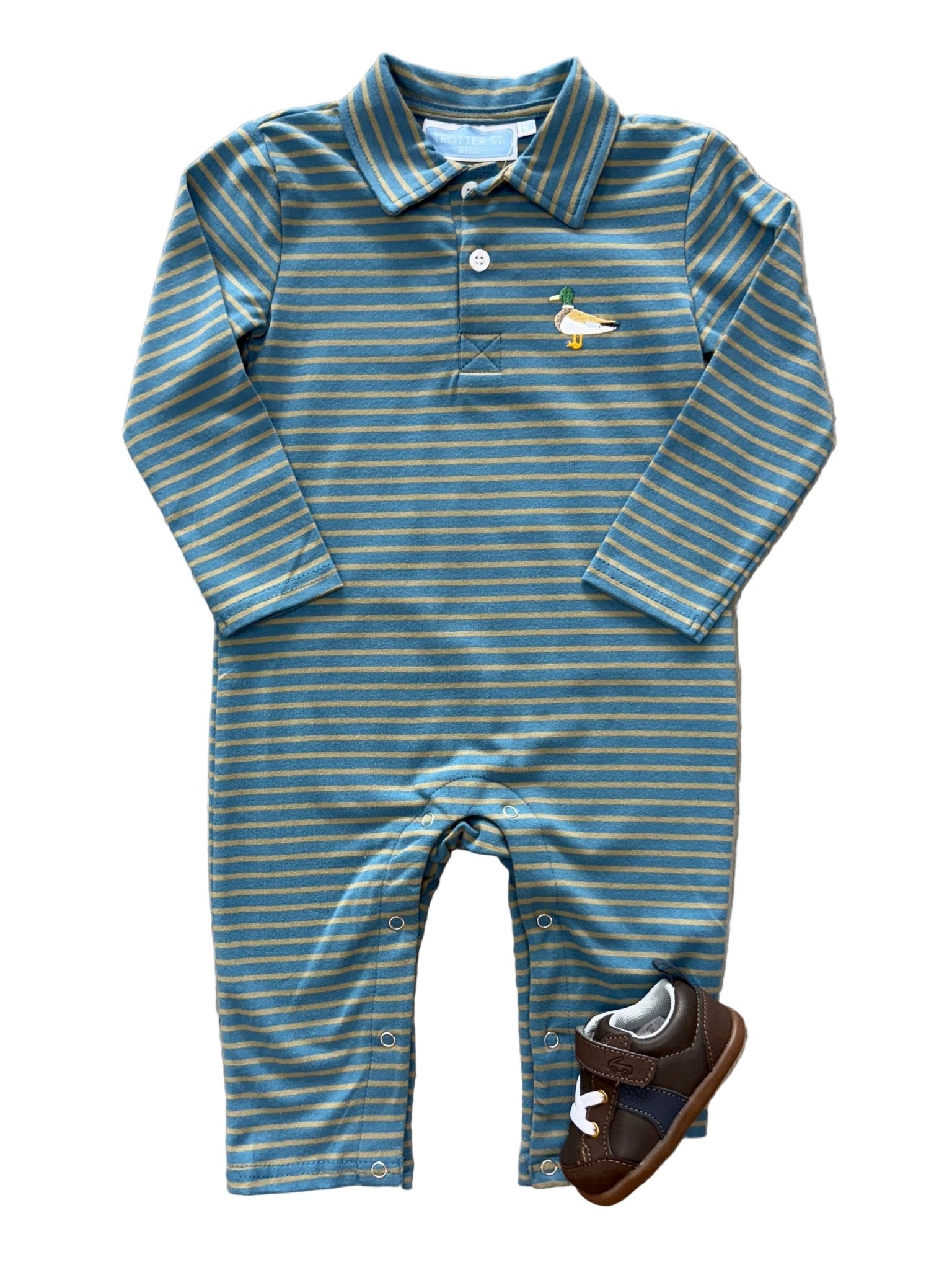 Mallard Embroidery Polo Romper Girls Bubbles + Rompers Trotter Street Kids