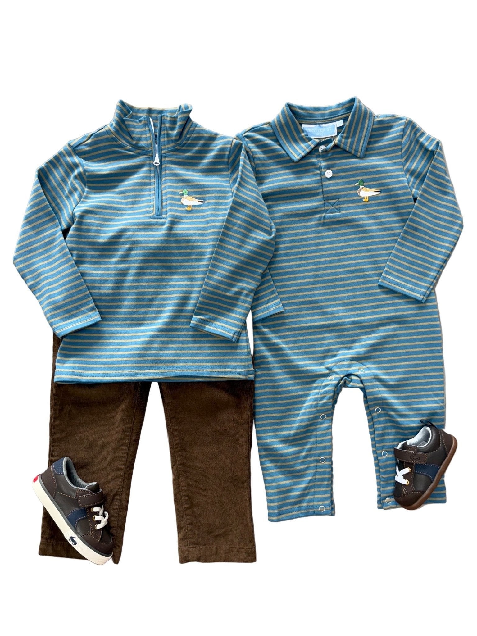 Mallard Embroidery 1/4 Zip Pullover Boys Shirts + Polos Trotter Street Kids