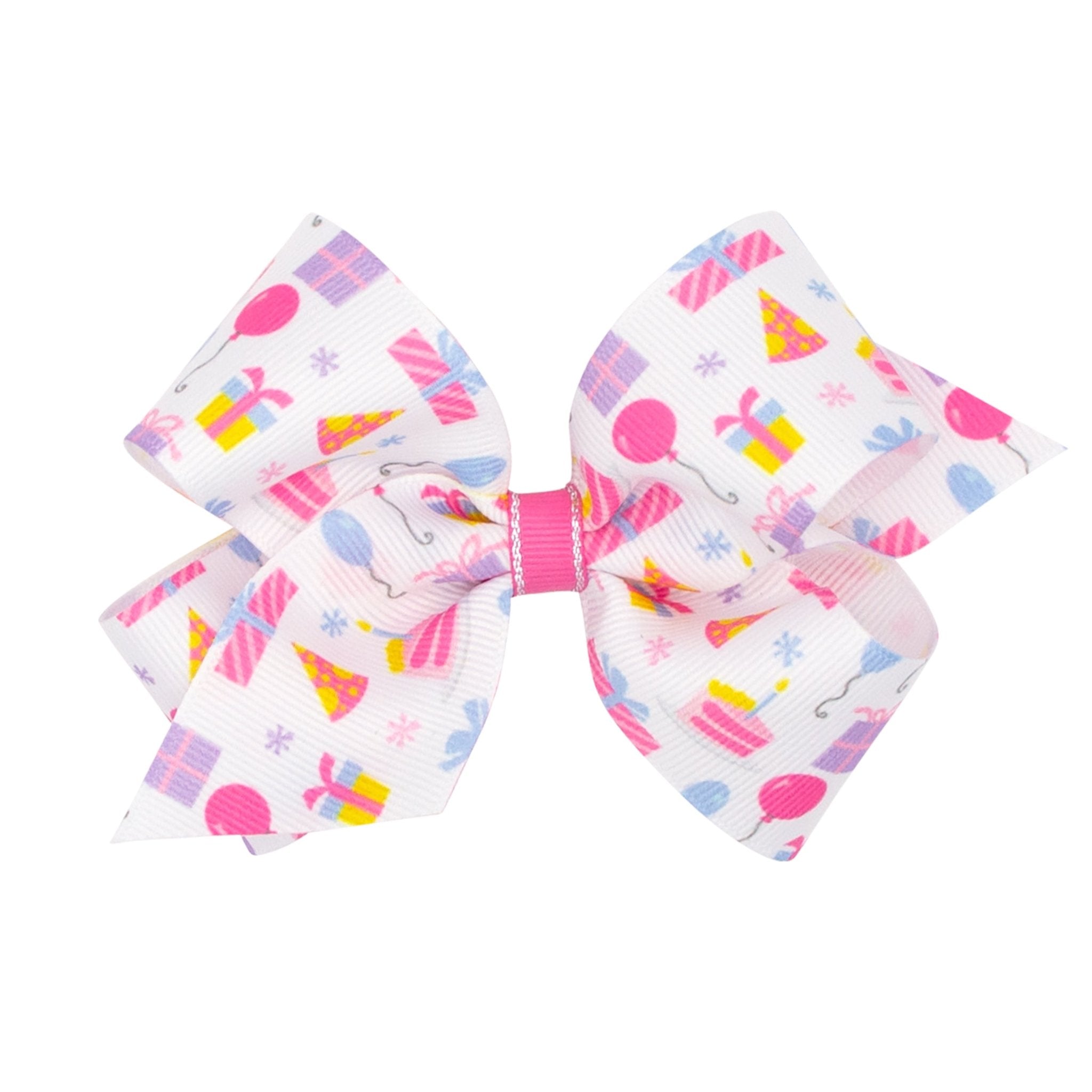 Medium Birthday Print Grosgrain Bow - Party Kids Hair Accessories Wee Ones
