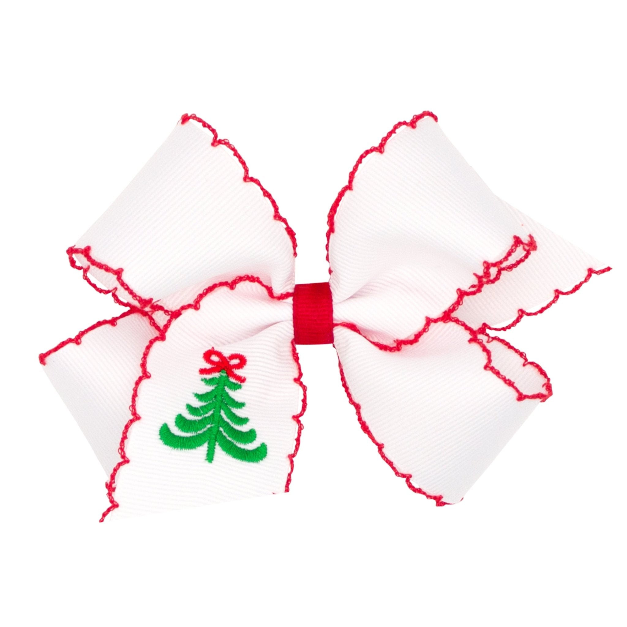 Medium Christmas Tree Embroidered Moonstitch Bow Kids Hair Accessories Wee Ones