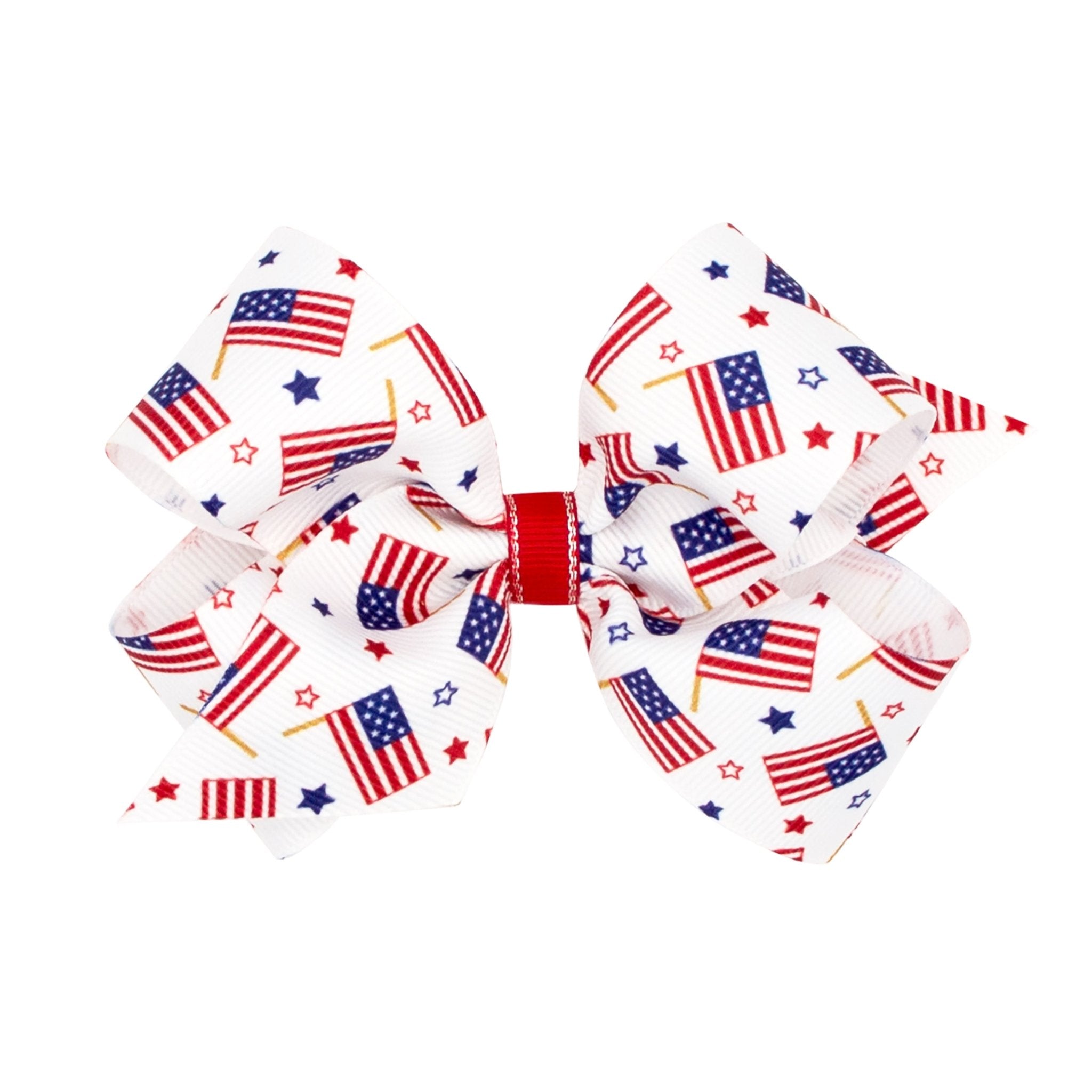 Medium Grosgrain Hair Bows with Americana Print - Flag Kids Hair Accessories Wee Ones