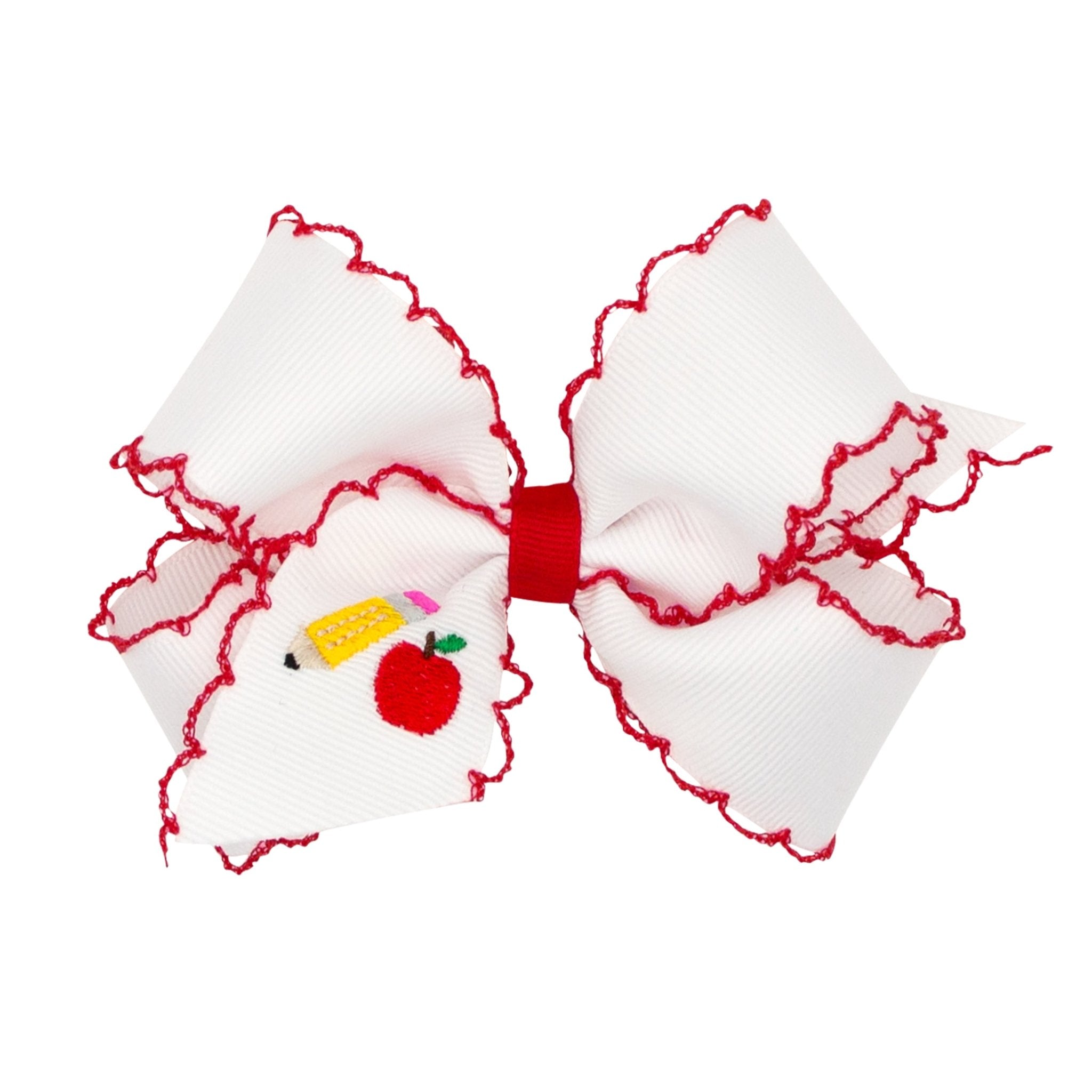 Medium Grosgrain Hairbow w/ Moonstitch Edge - Pencil Embroidery Kids Hair Accessories Wee Ones