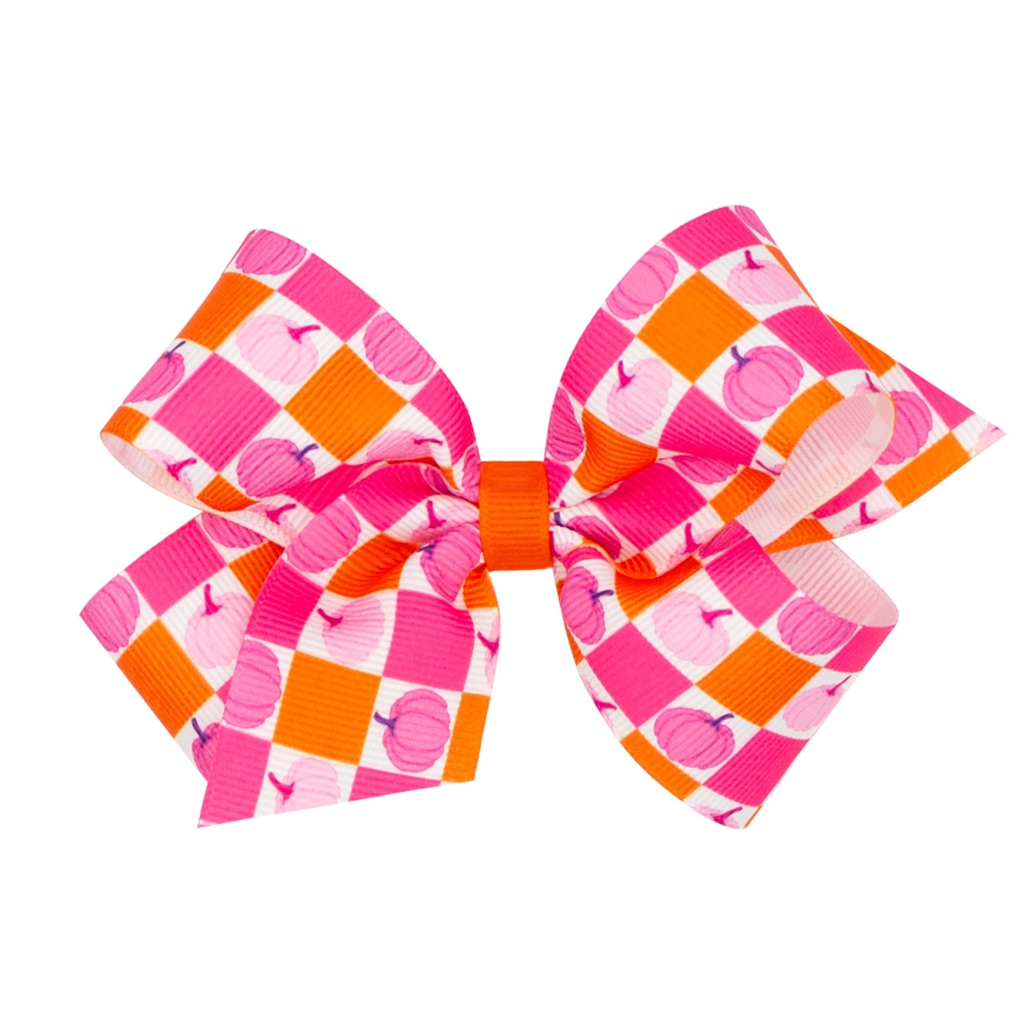 Medium Halloween Bow - Pink Pumpkin Kids Hair Accessories Wee Ones