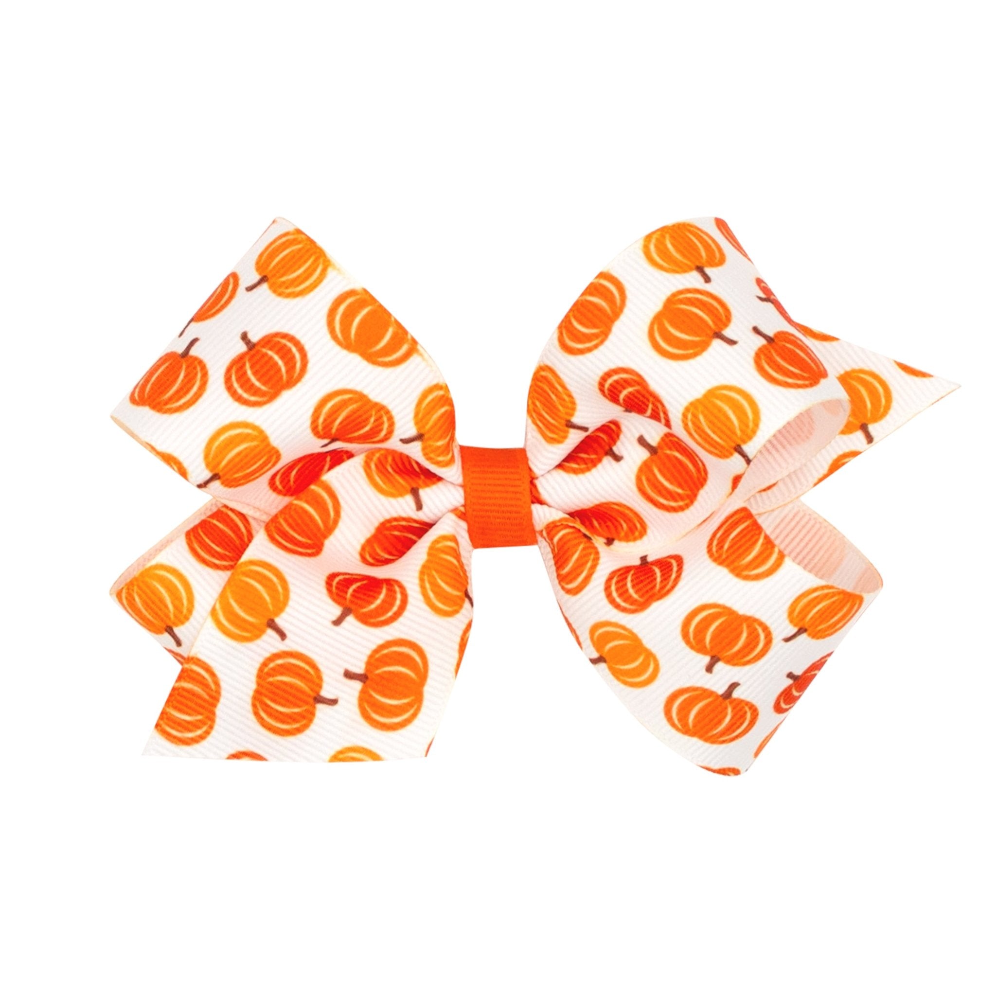Medium Harvest Print Bow - Pumpkin/White Kids Hair Accessories Wee Ones