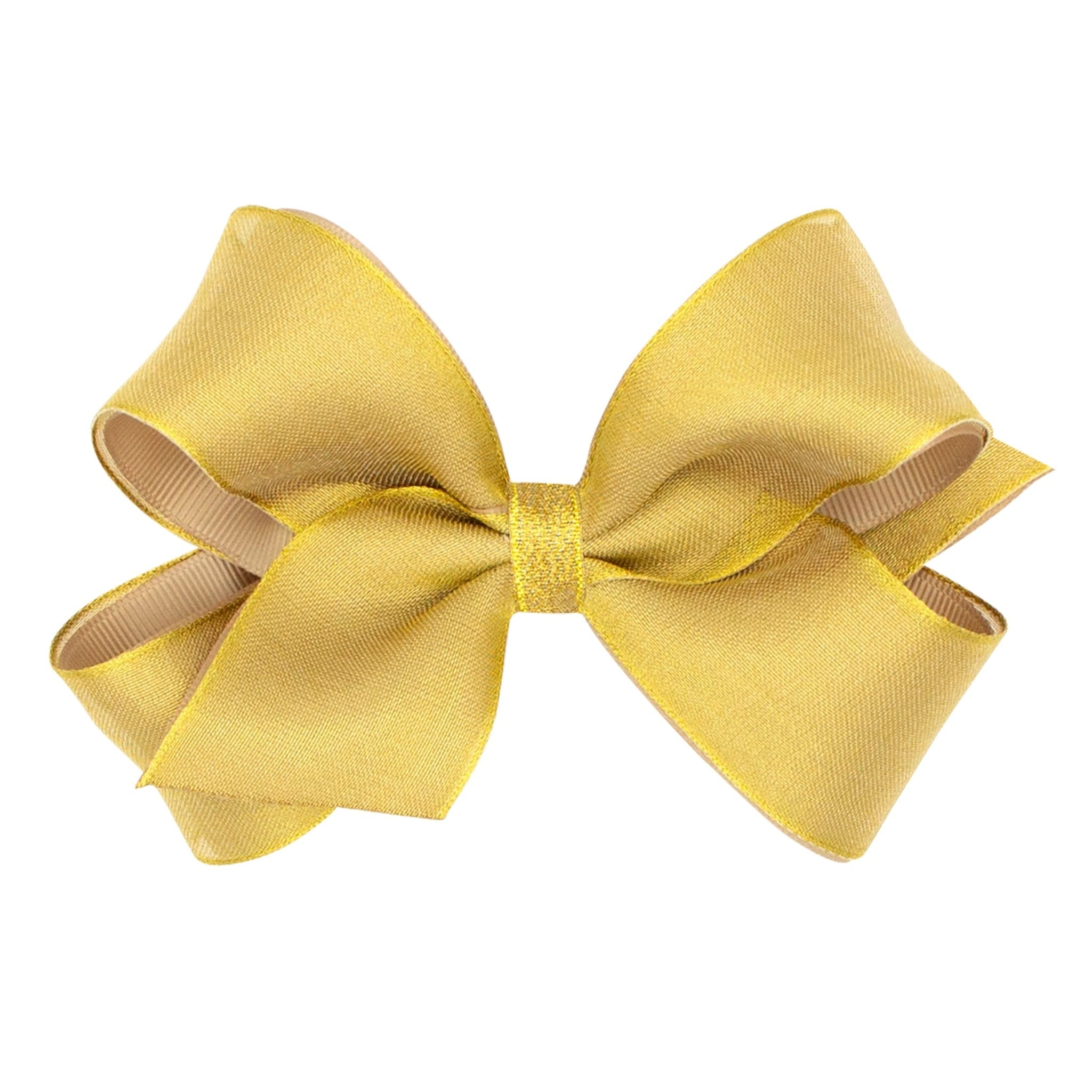 Medium Mesh Metallic & Grosgrain Overlay - Gold Kids Hair Accessories Wee Ones