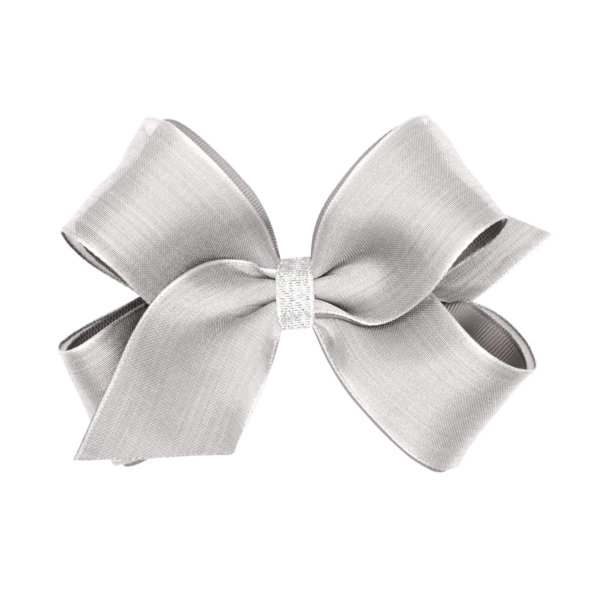 Medium Mesh Metallic & Grosgrain Overlay - Silver Kids Hair Accessories Wee Ones