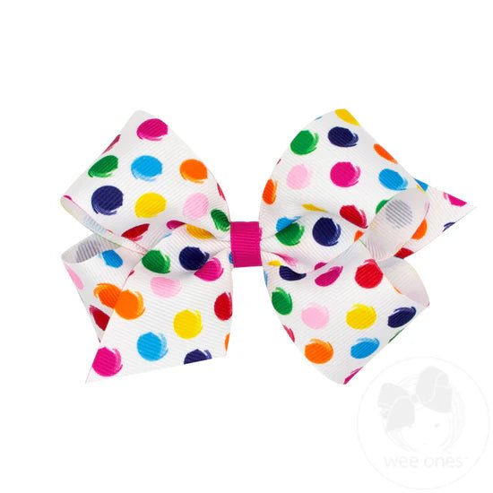 Medium Multi Colored Dot Bow Kids Hair Accessories Wee Ones