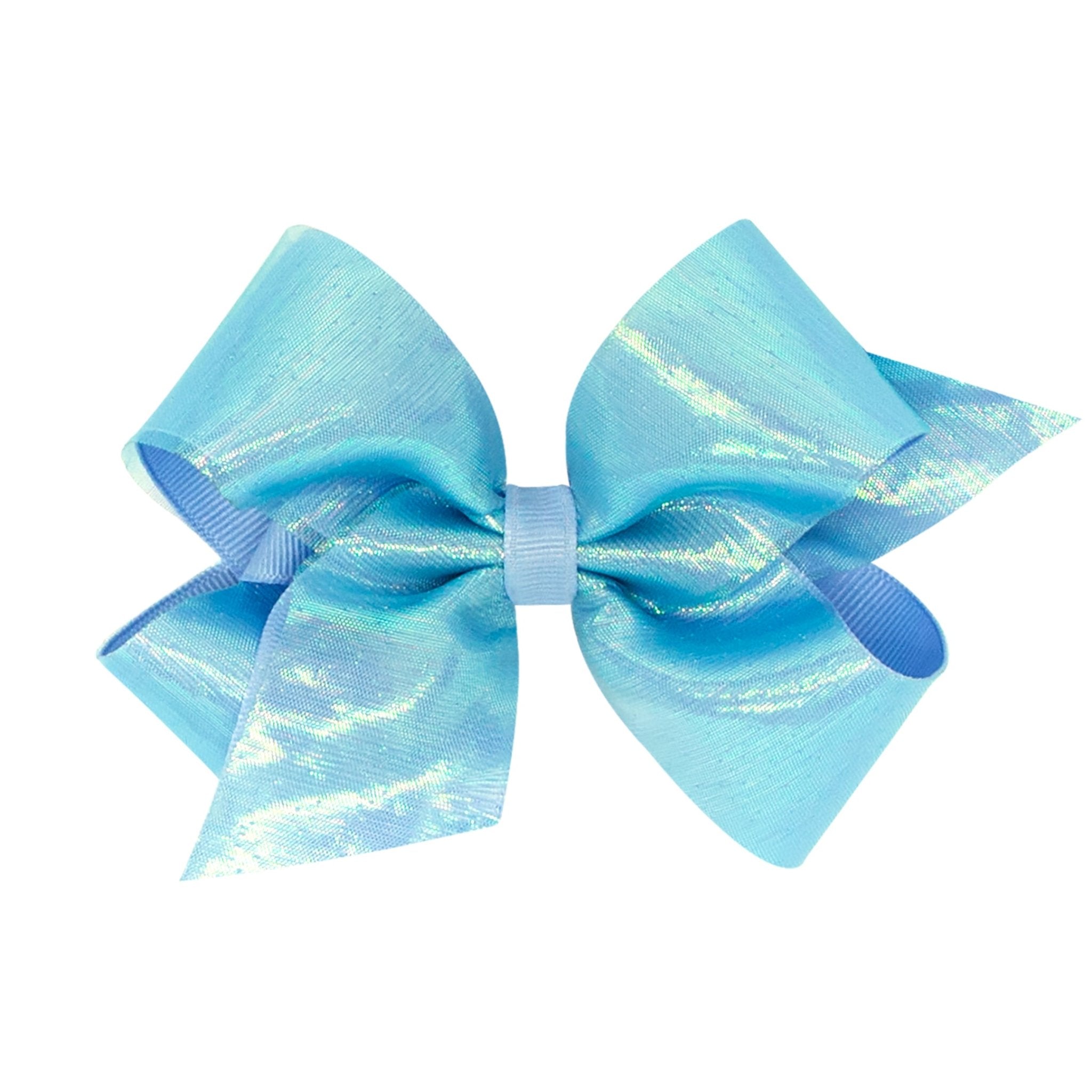 Medium Sheer Grosgrain Overlay Bow - Millennium Blue Kids Hair Accessories Wee Ones